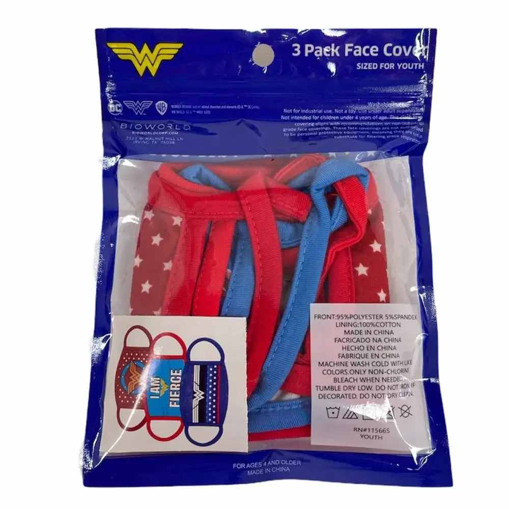 DC Comics Wonder Woman Kids Masks, 3 Pack, Red
